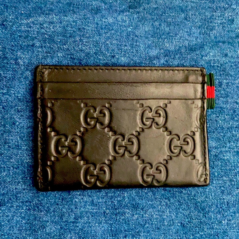 Gucci Guccisima black leather card holder